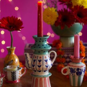 Ava Handpainted Candle Holder