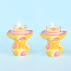 Ruby Sunset Handpainted Tealight Holders - Set of 2