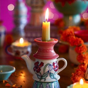 Moonflower Handpainted Candle holder